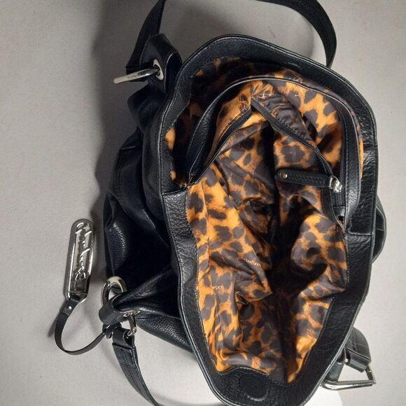 b. makowsky Black Leather Large Shoulder/Hobo bag Cottagecore Granny Chic - Picture 10 of 13